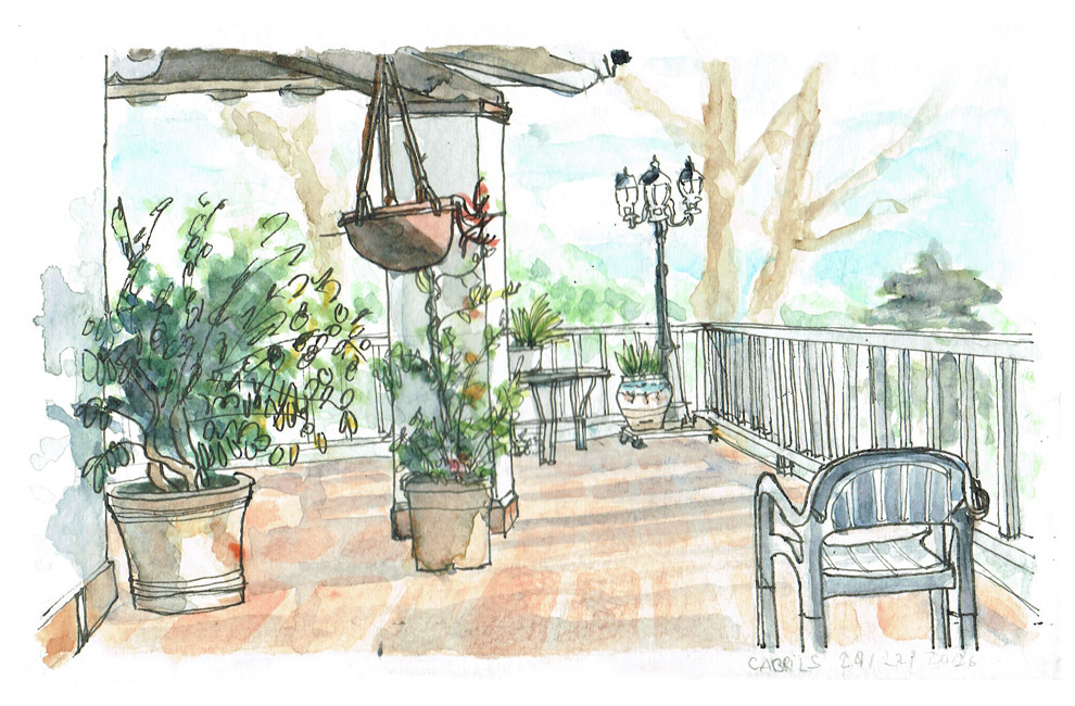 Garden house sketch – Cabrils – in rotring and watercolors.