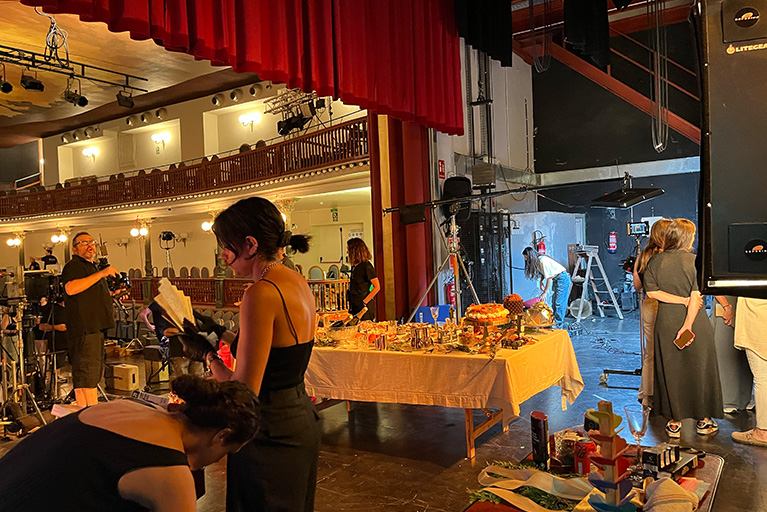 Behind the Scenes: Aldi's festive table shoot in the theatre.