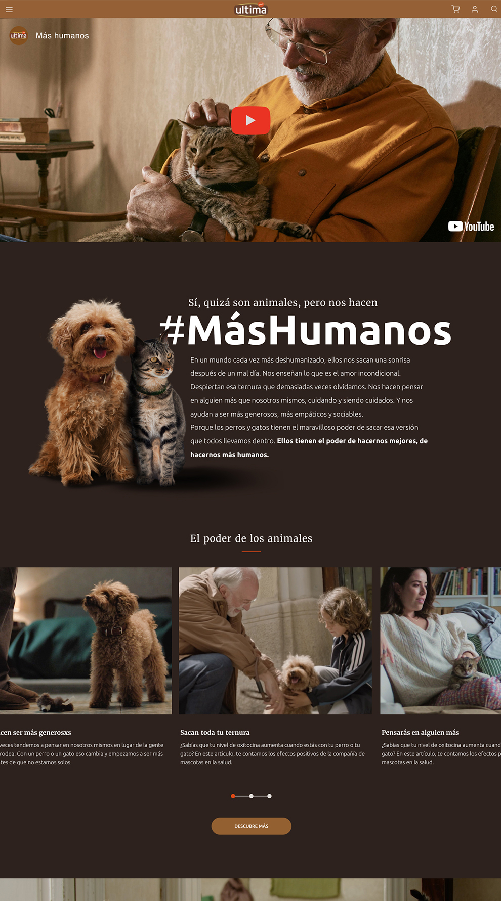 Landing page of Más Humanos